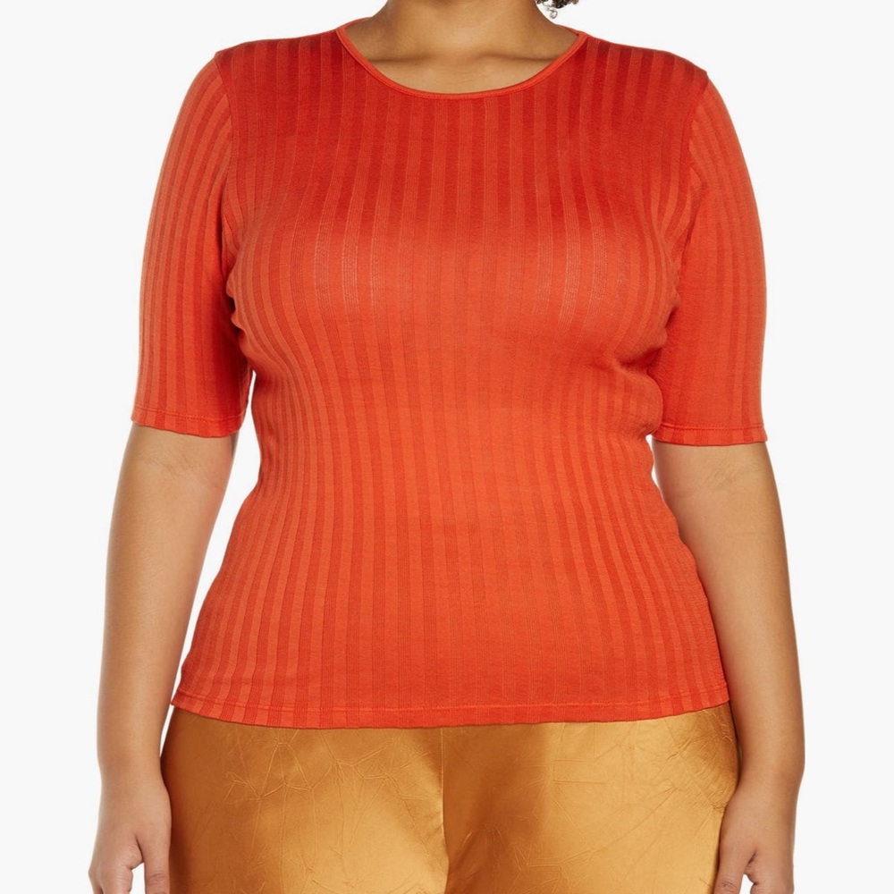 Vince burnt Orange Ribbed cotton Top